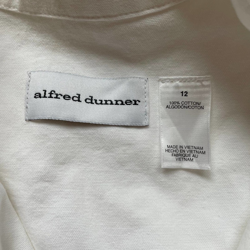 Light Weight Denim Jacket 12 Alfred Dunner White Floral Beaded Cotton Everyday - Picture 7 of 9